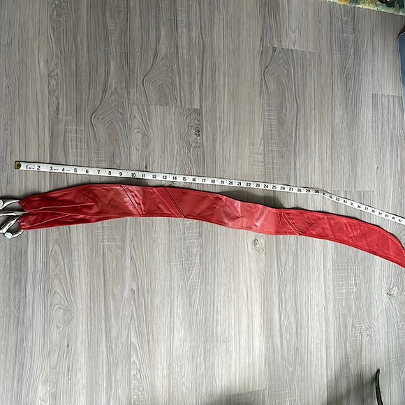 Vintage Salena’s Collection Red Leather Belt with Gemstone Buckle - Picture 4 of 12